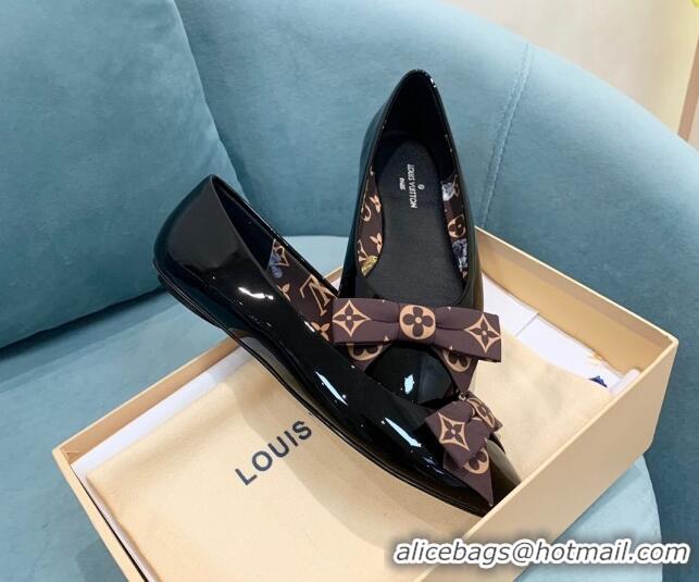 Sophisticated Louis Vuitton Popi Flat Ballerinas in Patent Leather Black 110233