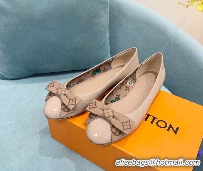 Top Design Louis Vuitton Popi Flat Ballerinas in Patent Leather Nude 110234