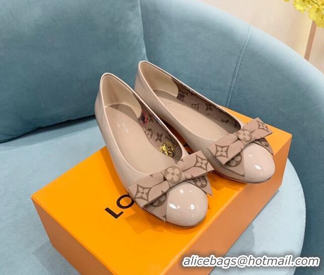 Top Design Louis Vuitton Popi Flat Ballerinas in Patent Leather Nude 110234