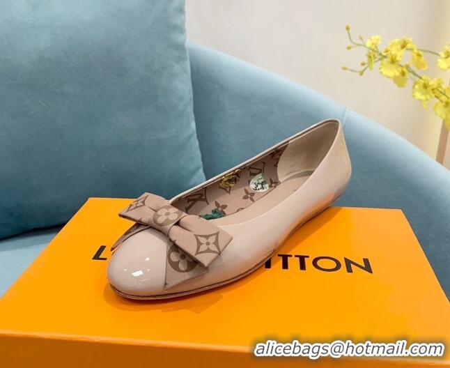 Top Design Louis Vuitton Popi Flat Ballerinas in Patent Leather Nude 110234