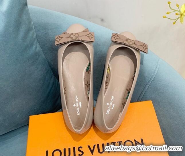 Top Design Louis Vuitton Popi Flat Ballerinas in Patent Leather Nude 110234