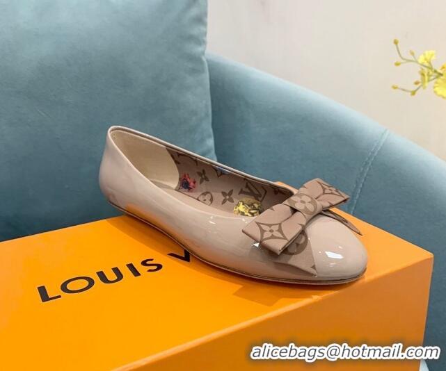 Top Design Louis Vuitton Popi Flat Ballerinas in Patent Leather Nude 110234