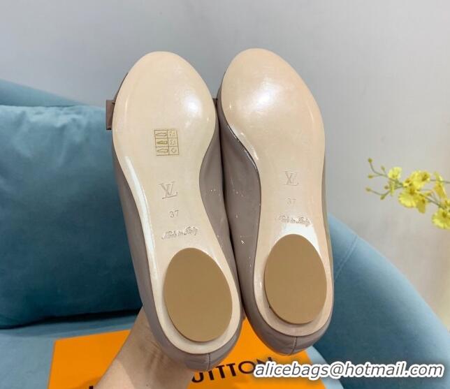 Top Design Louis Vuitton Popi Flat Ballerinas in Patent Leather Nude 110234