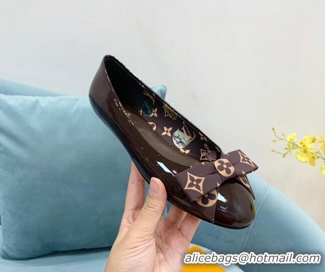 Good Product Louis Vuitton Popi Flat Ballerinas in Patent Leather Dark Brown 110236