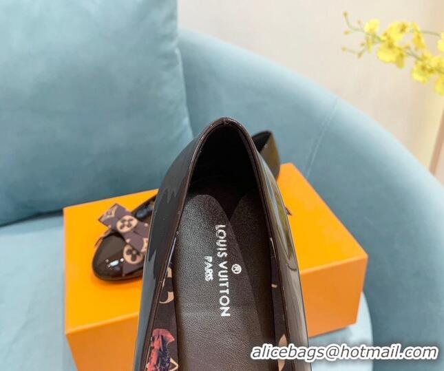 Good Product Louis Vuitton Popi Flat Ballerinas in Patent Leather Dark Brown 110236