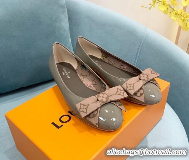 Luxury Louis Vuitton Popi Flat Ballerinas in Patent Leather Grey 110237