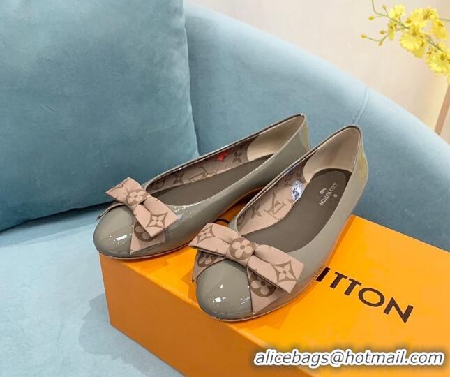 Luxury Louis Vuitton Popi Flat Ballerinas in Patent Leather Grey 110237