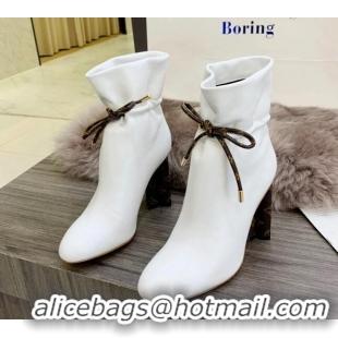 Duplicate Louis Vuitton Calf Leather Lace-up Ankle Boots 10cm White 110240