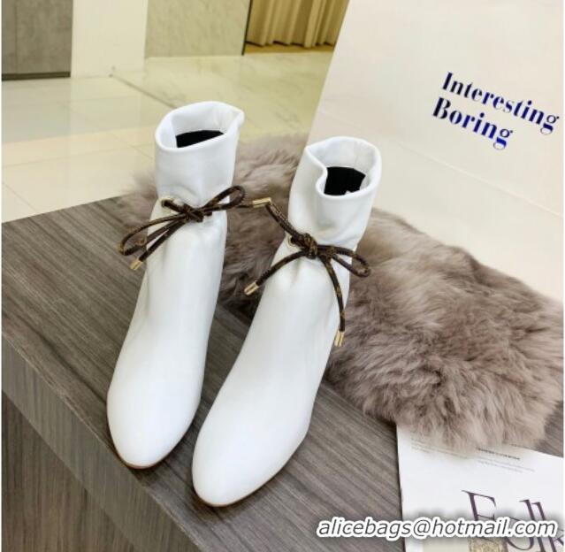 Duplicate Louis Vuitton Calf Leather Lace-up Ankle Boots 10cm White 110240