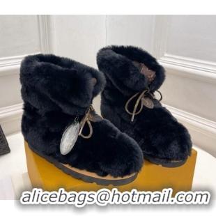 Best Product Louis Vuitton Pillow Flat Comfort Rabbit Fur Ankle Boots Black 110242 