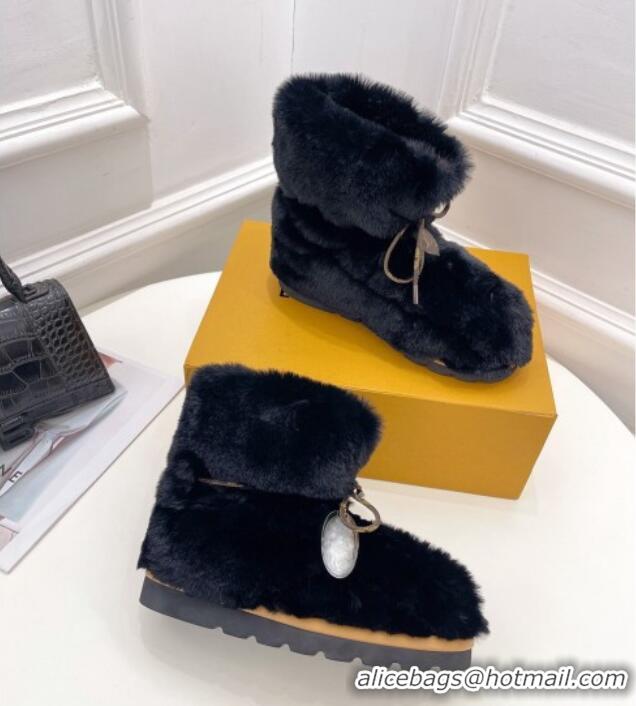 Best Product Louis Vuitton Pillow Flat Comfort Rabbit Fur Ankle Boots Black 110242 