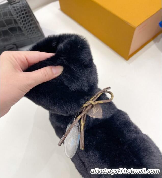 Best Product Louis Vuitton Pillow Flat Comfort Rabbit Fur Ankle Boots Black 110242 