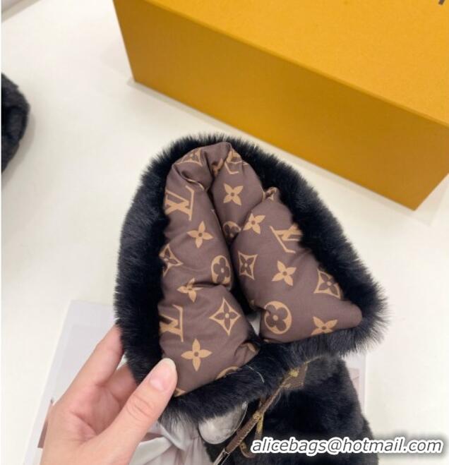 Best Product Louis Vuitton Pillow Flat Comfort Rabbit Fur Ankle Boots Black 110242 