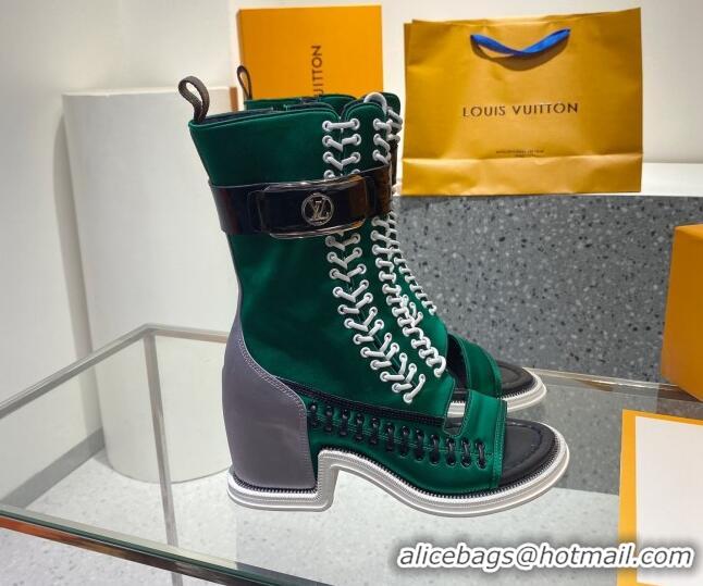 Duplicate Louis Vuitton Moonlight Satin Half Boots Green 110243