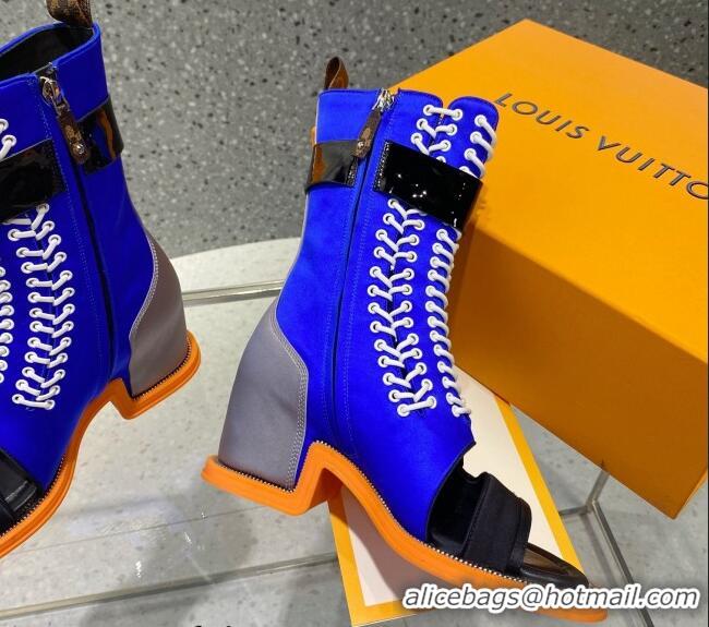 Luxury Cheap Louis Vuitton Moonlight Satin Half Boots Blue 110244