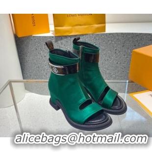 Luxury Louis Vuitton Moonlight Satin Ankle Boots Green 110245