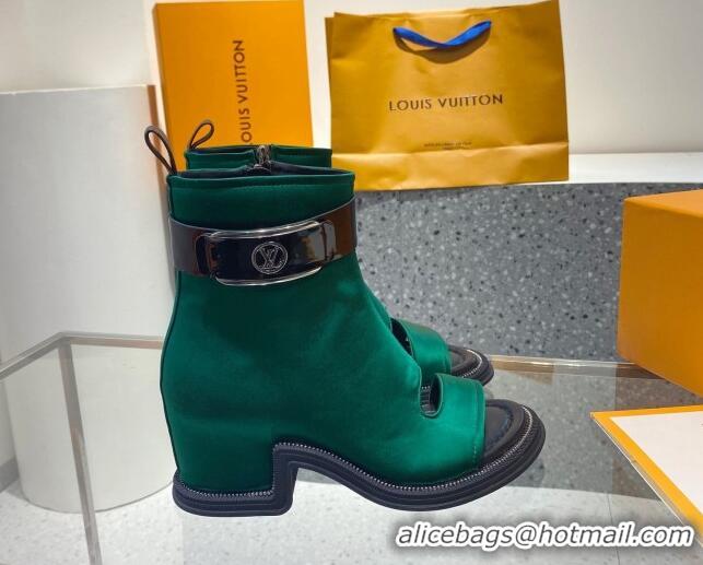 Luxury Louis Vuitton Moonlight Satin Ankle Boots Green 110245