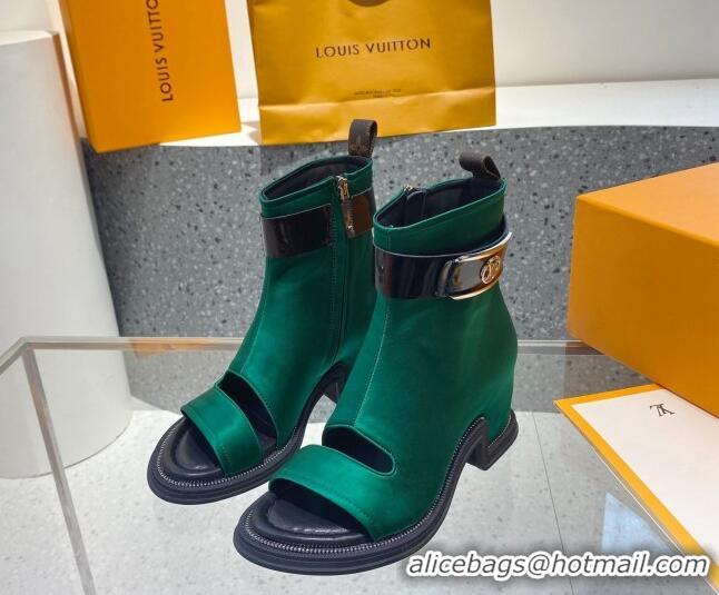 Luxury Louis Vuitton Moonlight Satin Ankle Boots Green 110245