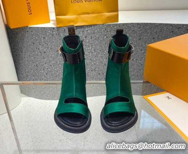 Luxury Louis Vuitton Moonlight Satin Ankle Boots Green 110245