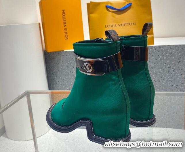 Luxury Louis Vuitton Moonlight Satin Ankle Boots Green 110245