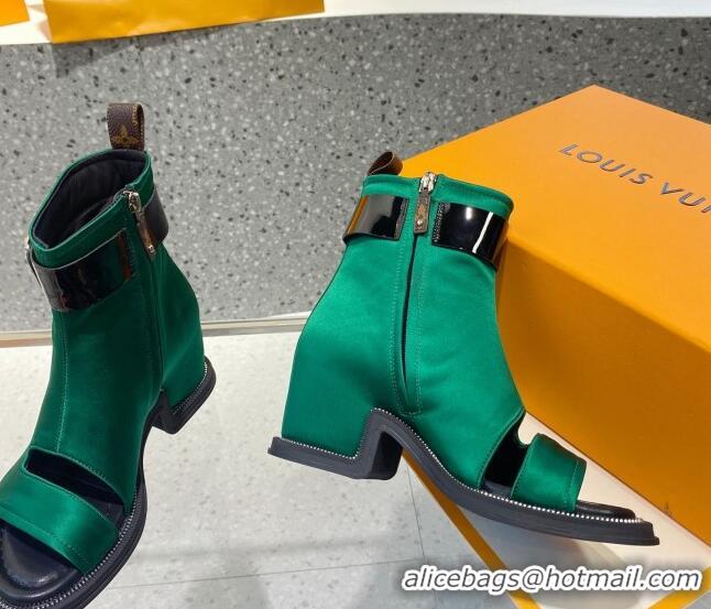 Luxury Louis Vuitton Moonlight Satin Ankle Boots Green 110245