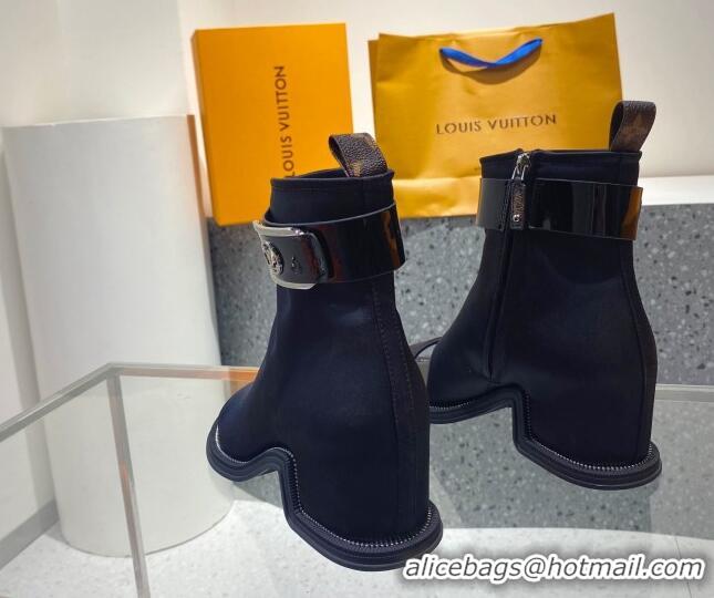 Classic Hot Louis Vuitton Moonlight Satin Ankle Boots Blue 110246