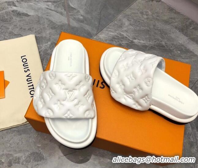 Best Price Louis Vuitton Pool Pillow Comfort Slide Sandals in Monogram Leather White 2110269