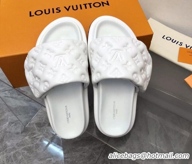 Best Price Louis Vuitton Pool Pillow Comfort Slide Sandals in Monogram Leather White 2110269