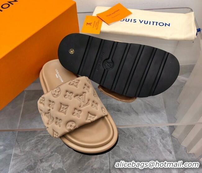 Best Grade Louis Vuitton Pool Pillow Comfort Slide Sandals in Monogram Leather Beige 2110271