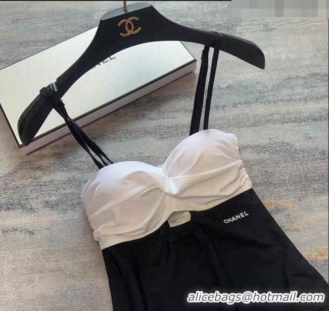 Low Cost Chanel Swimwear 040801 Black/White 2023