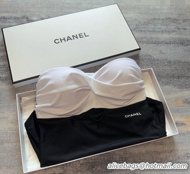 Low Cost Chanel Swimwear 040801 Black/White 2023