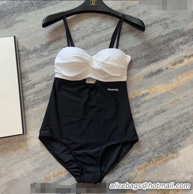 Low Cost Chanel Swimwear 040801 Black/White 2023