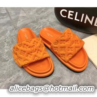 Charming Louis Vuitton Pool Pillow Comfort Slide Sandals in Monogram Leather Orange 110273