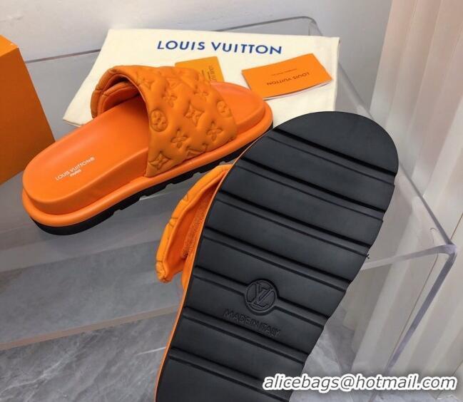 Charming Louis Vuitton Pool Pillow Comfort Slide Sandals in Monogram Leather Orange 110273