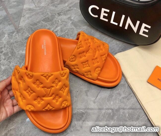 Charming Louis Vuitton Pool Pillow Comfort Slide Sandals in Monogram Leather Orange 110273