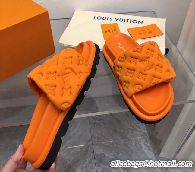 Charming Louis Vuitton Pool Pillow Comfort Slide Sandals in Monogram Leather Orange 110273