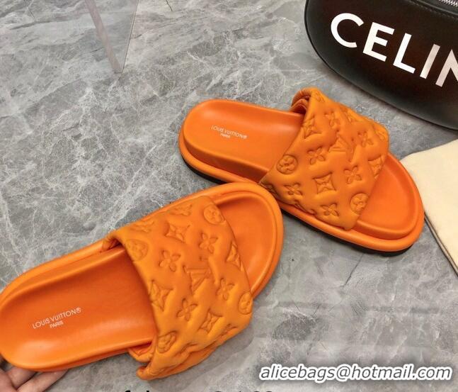 Charming Louis Vuitton Pool Pillow Comfort Slide Sandals in Monogram Leather Orange 110273