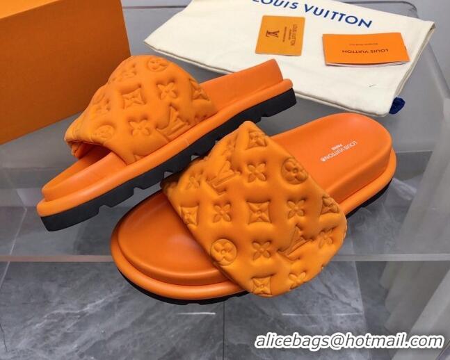 Charming Louis Vuitton Pool Pillow Comfort Slide Sandals in Monogram Leather Orange 110273