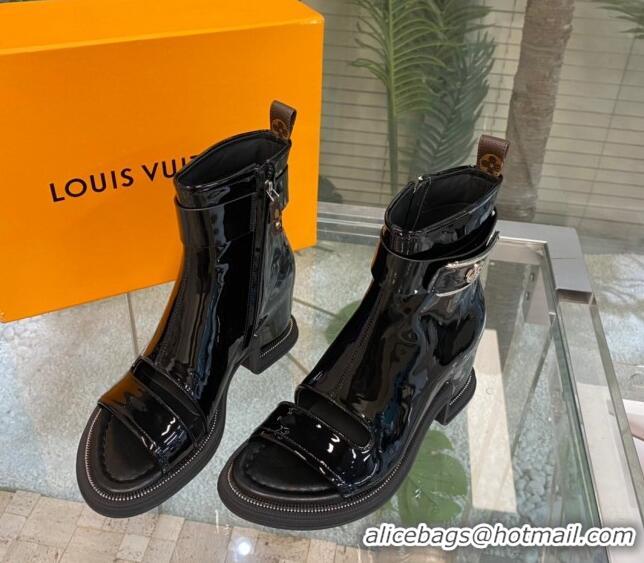 Good Product Louis Vuitton Moonlight Ankle Boots in Patent Leather 1AA1YM Black 108051