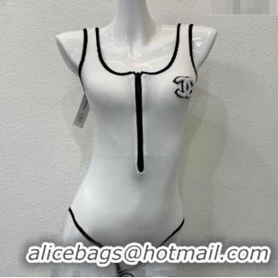 ​Popular Style Chanel Knit Swimwear with Zip CH0408 White 2023