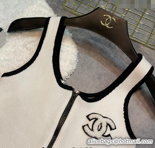 ​Popular Style Chanel Knit Swimwear with Zip CH0408 White 2023