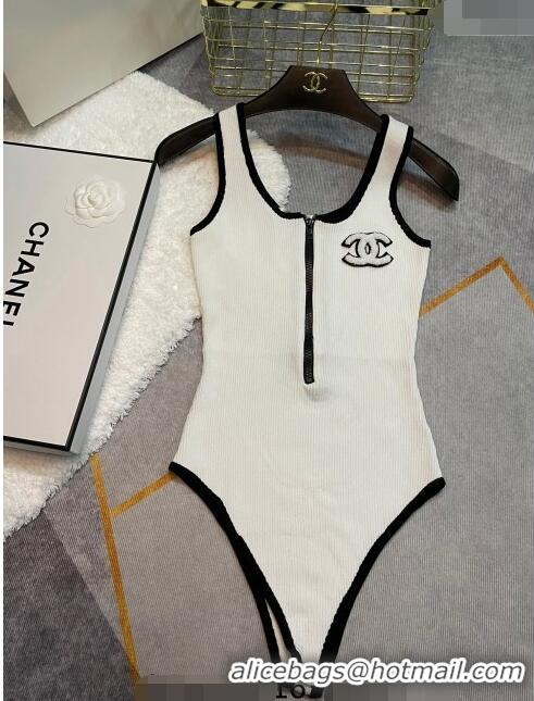 ​Popular Style Chanel Knit Swimwear with Zip CH0408 White 2023