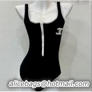 Fashion Luxury Chanel Knit Swimwear with Zip 0408 Black 2023