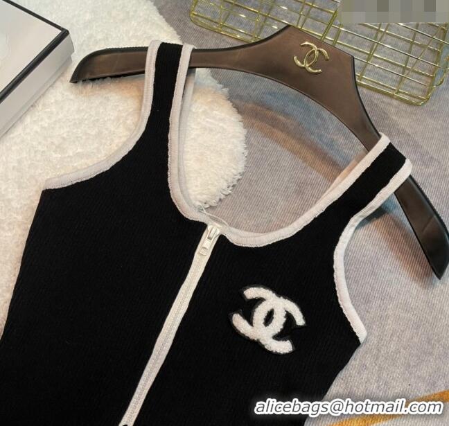 Fashion Luxury Chanel Knit Swimwear with Zip 0408 Black 2023