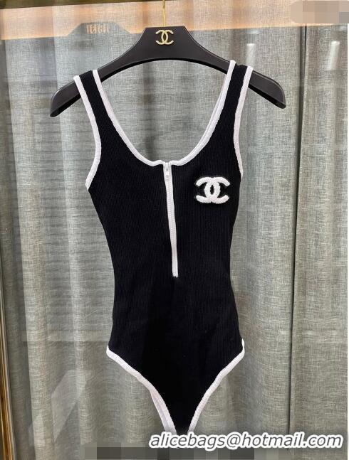 Fashion Luxury Chanel Knit Swimwear with Zip 0408 Black 2023