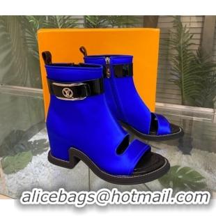 Fashion Louis Vuitton Moonlight Ankle Boots in Satin 1AA0KH Blue 1108053