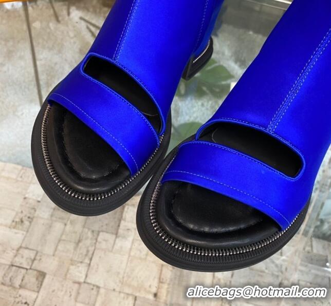 Fashion Louis Vuitton Moonlight Ankle Boots in Satin 1AA0KH Blue 1108053