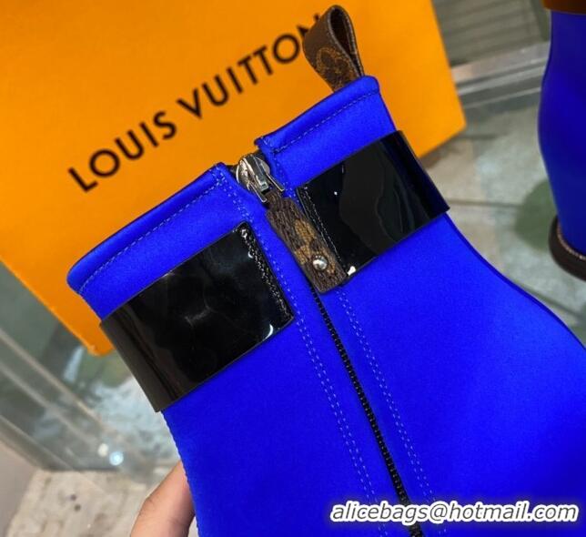 Fashion Louis Vuitton Moonlight Ankle Boots in Satin 1AA0KH Blue 1108053