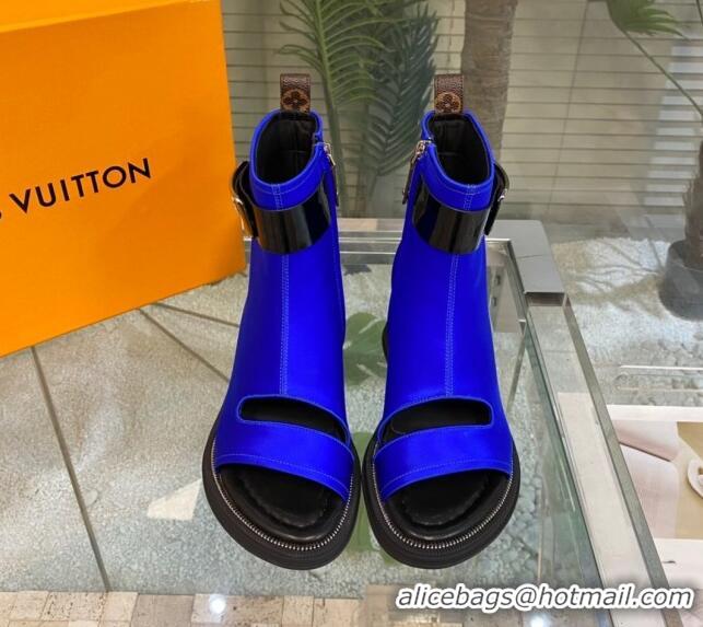 Fashion Louis Vuitton Moonlight Ankle Boots in Satin 1AA0KH Blue 1108053