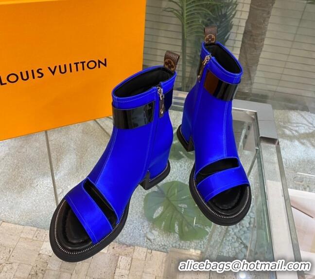 Fashion Louis Vuitton Moonlight Ankle Boots in Satin 1AA0KH Blue 1108053